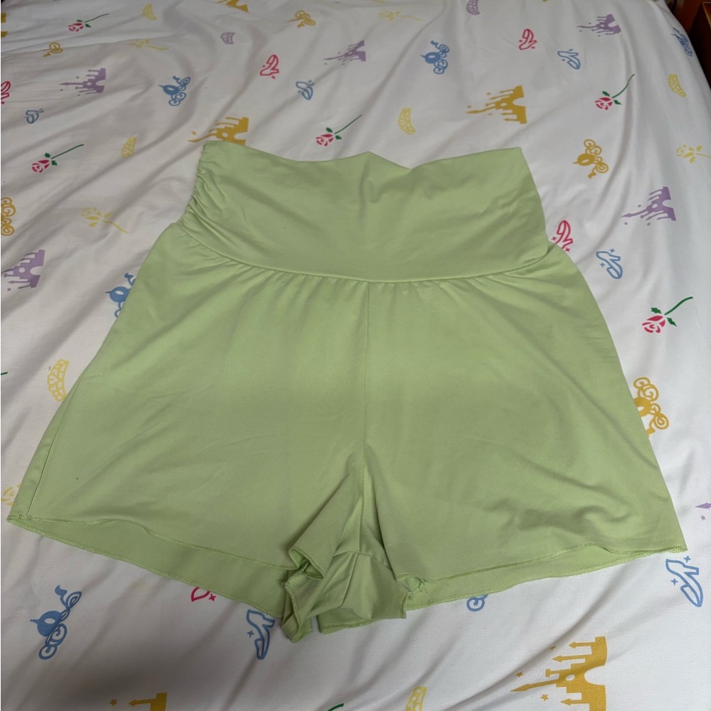 Light Green Flowy High-Waisted Shorts